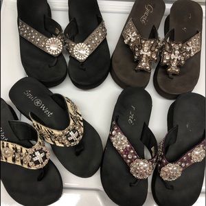 Sandals- Three pair are Grazie brand and one pair is Soul West.